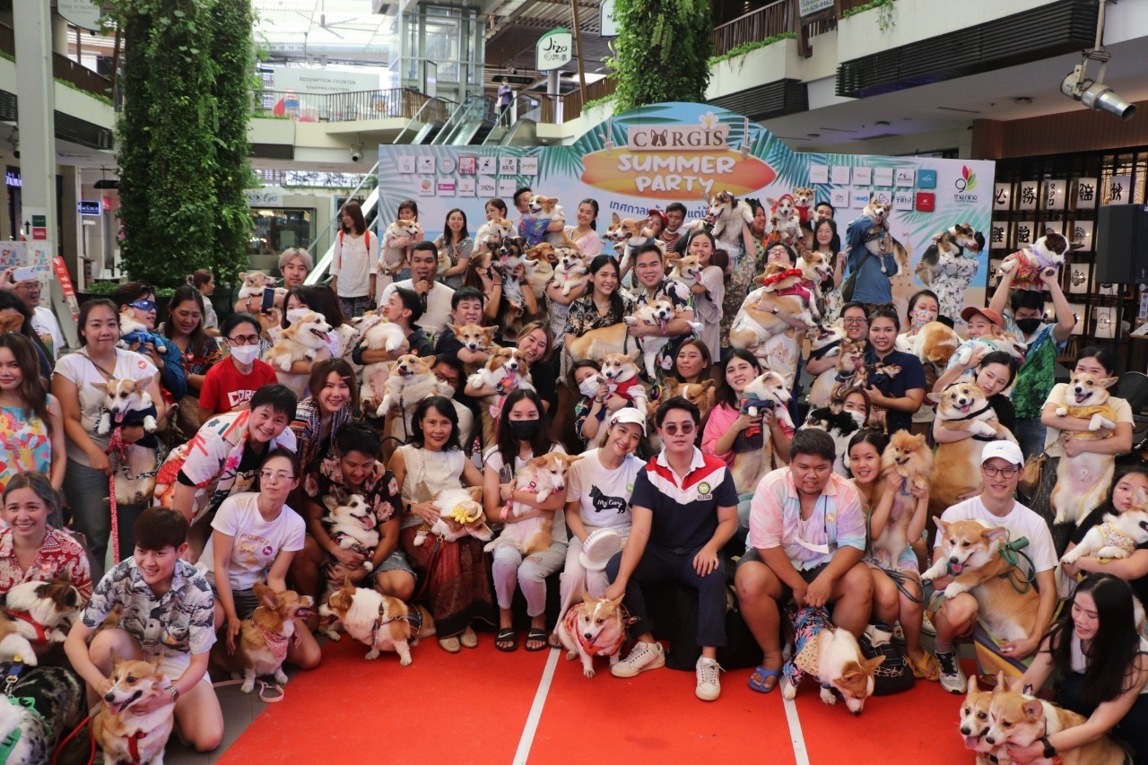 ผู้บริหาร เดอะไนน์ เซ็นเตอร์ พระราม 9 ต้อนรับ กองทัพน้องหมาคอร์กี้มาโชว์ความสดใส ในงาน